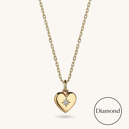 Diamond Heart Love Necklace in Gold