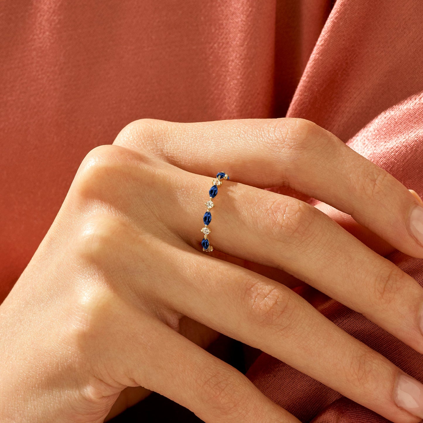 Sapphire Marquise Band Ring in Gold