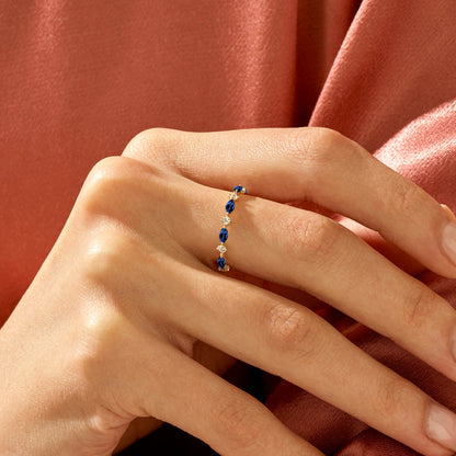 Sapphire Marquise Band Ring in Gold