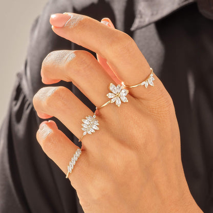 Flower Gemstone Ring in Gold