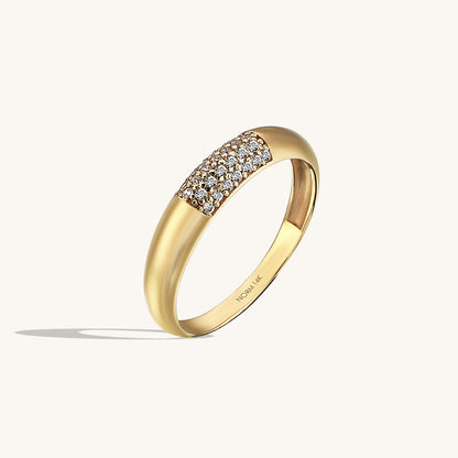 Minimal Pave Dome Ring in Gold