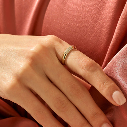 Minimal Pave Dome Ring in Gold
