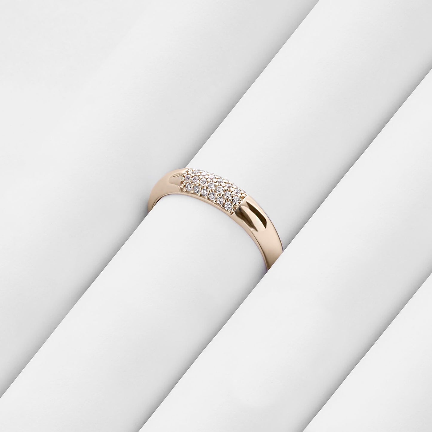 Minimal Pave Dome Ring in Gold