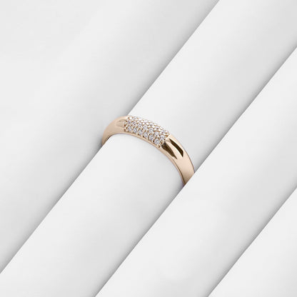 Minimal Pave Dome Ring in Gold