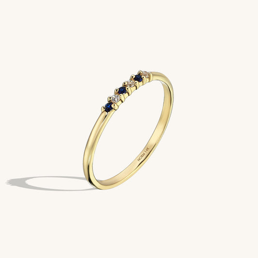Premium Night Blue Band Ring in Gold
