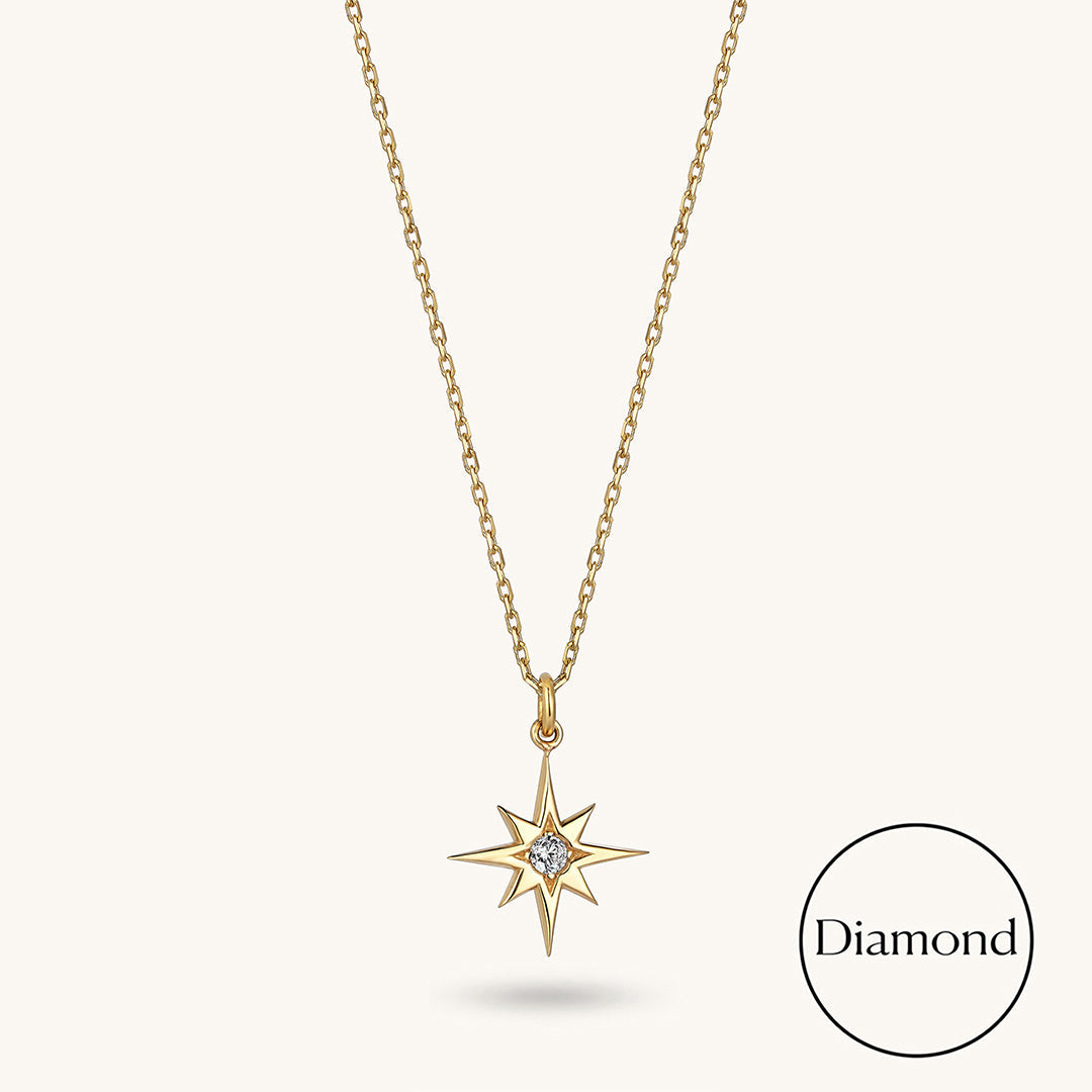 Diamond North Star Necklace in Gold