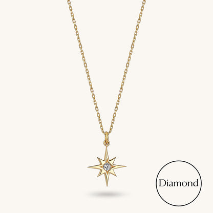 Diamond North Star Necklace in Gold