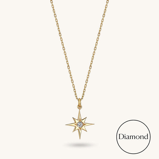 Diamond North Star Necklace in Gold
