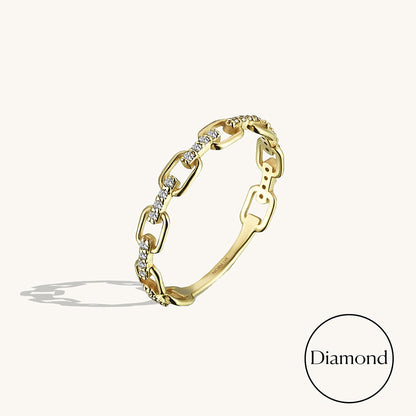 Diamond Open Link Ring in Gold