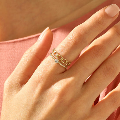 Oval Chain Double Ring in Gold