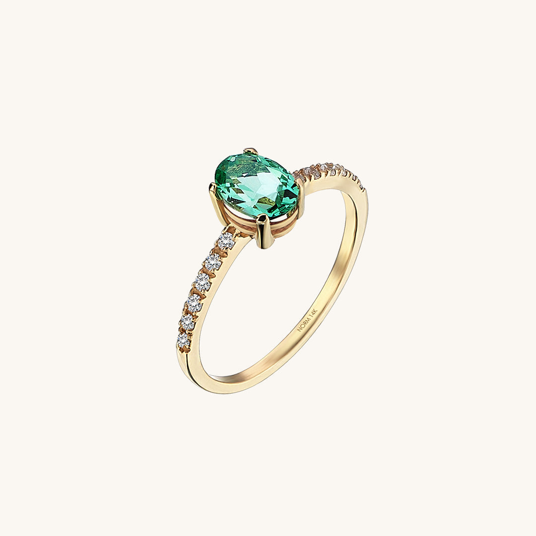 Paraiba Tourmaline Oval Solitaire Ring in Gold