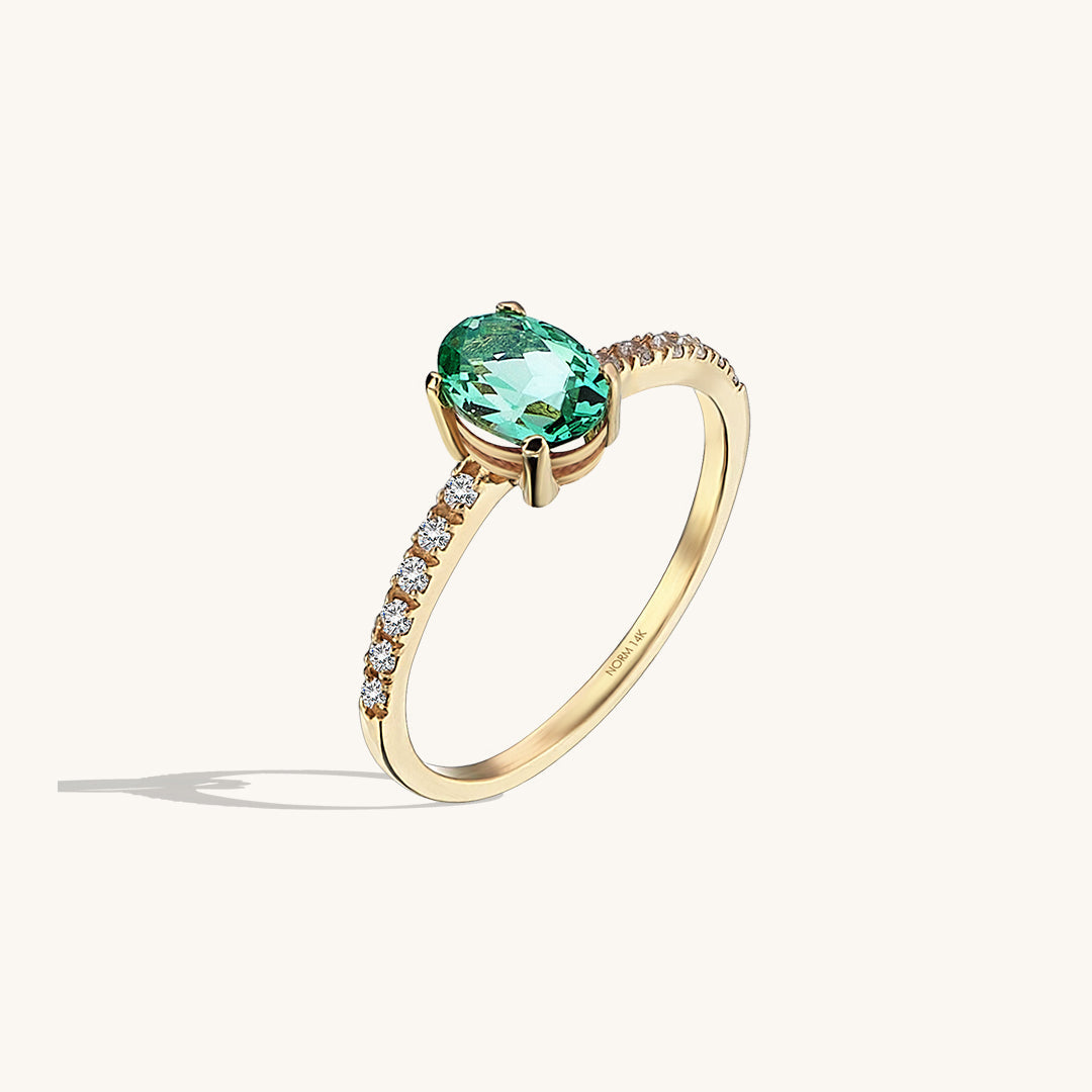 Paraiba Tourmaline Oval Solitaire Ring in Gold