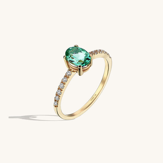 Paraiba Tourmaline Oval Solitaire Ring in Gold
