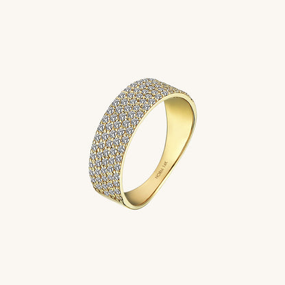 Pave Bold Band Ring in Gold