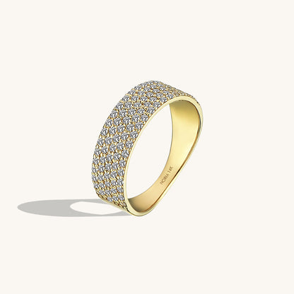 Pave Bold Band Ring in Gold