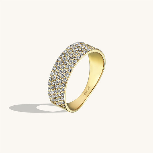 Pave Bold Band Ring in Gold