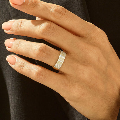 Pave Bold Band Ring in Gold