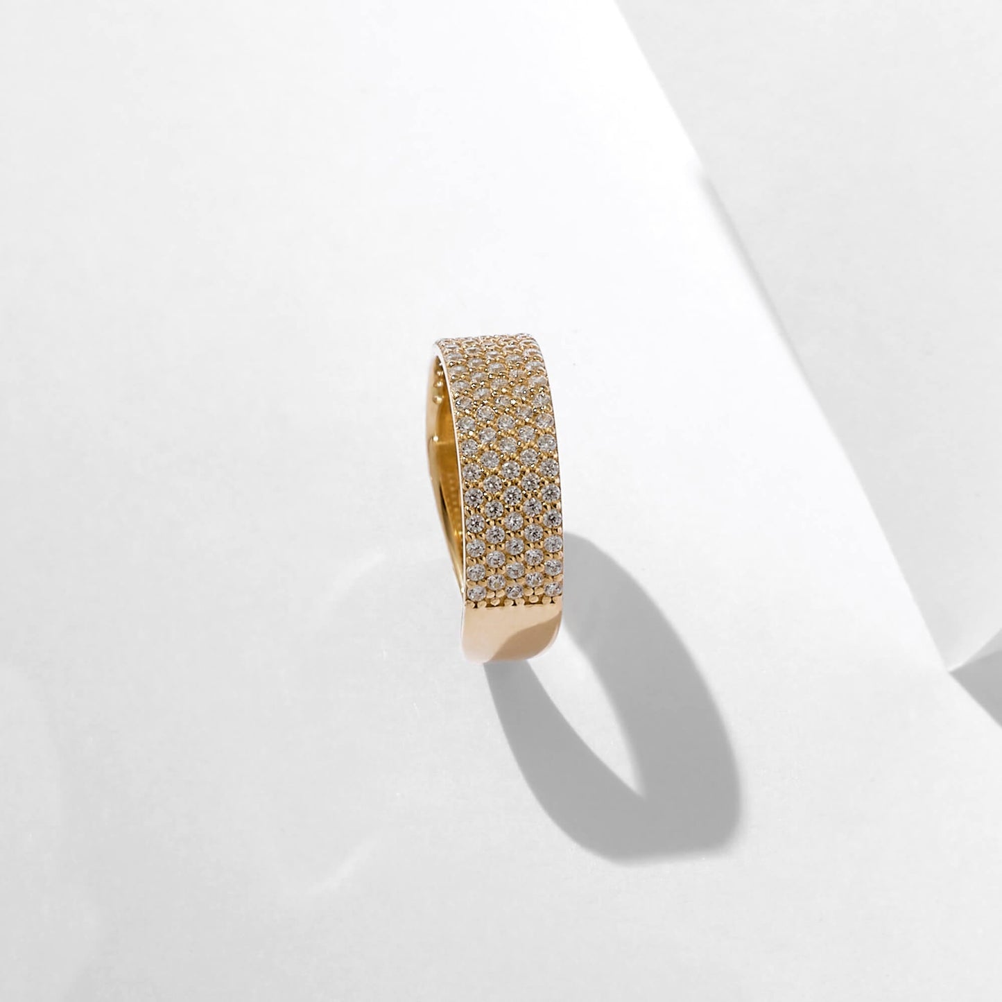 Pave Bold Band Ring in Gold
