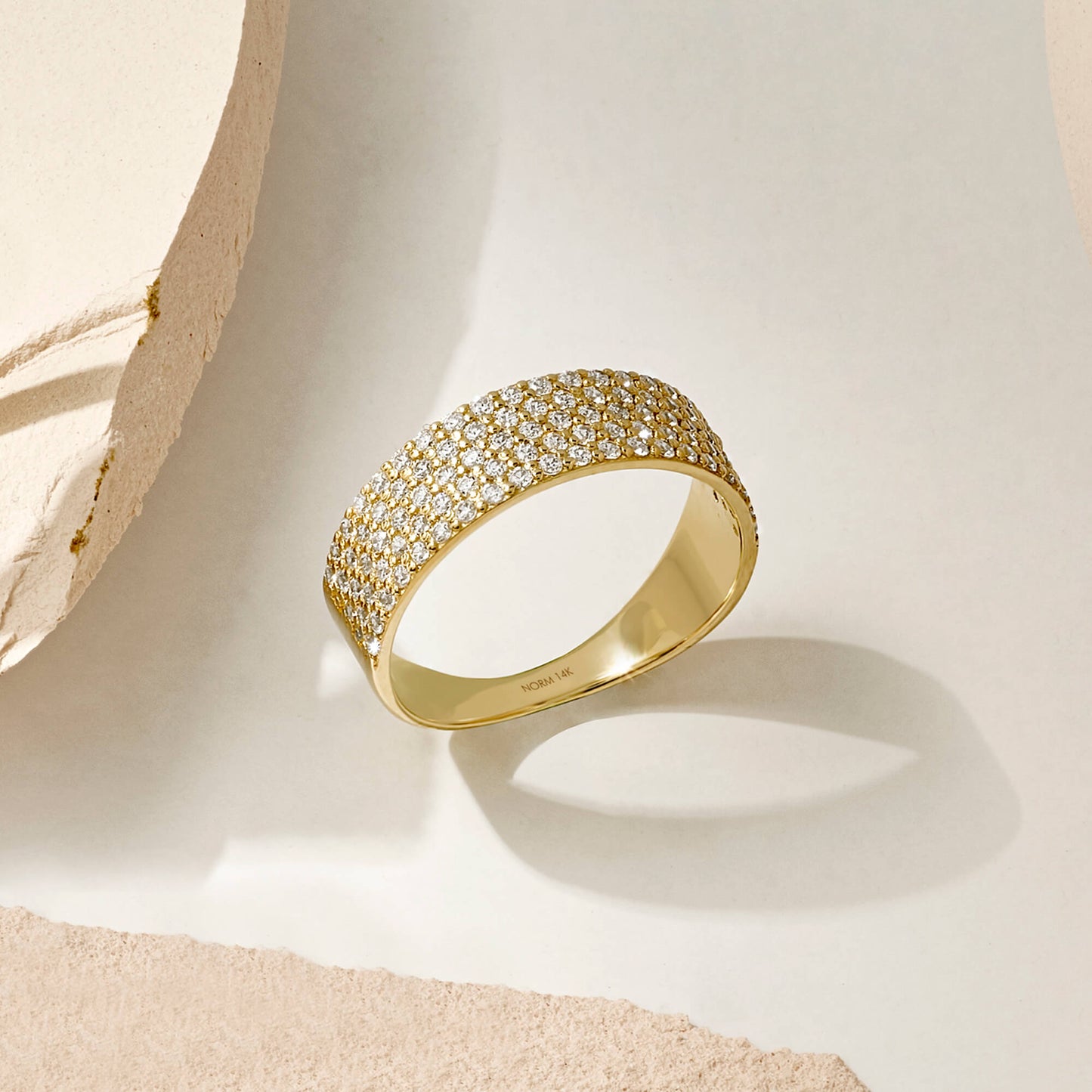 Pave Bold Band Ring in Gold