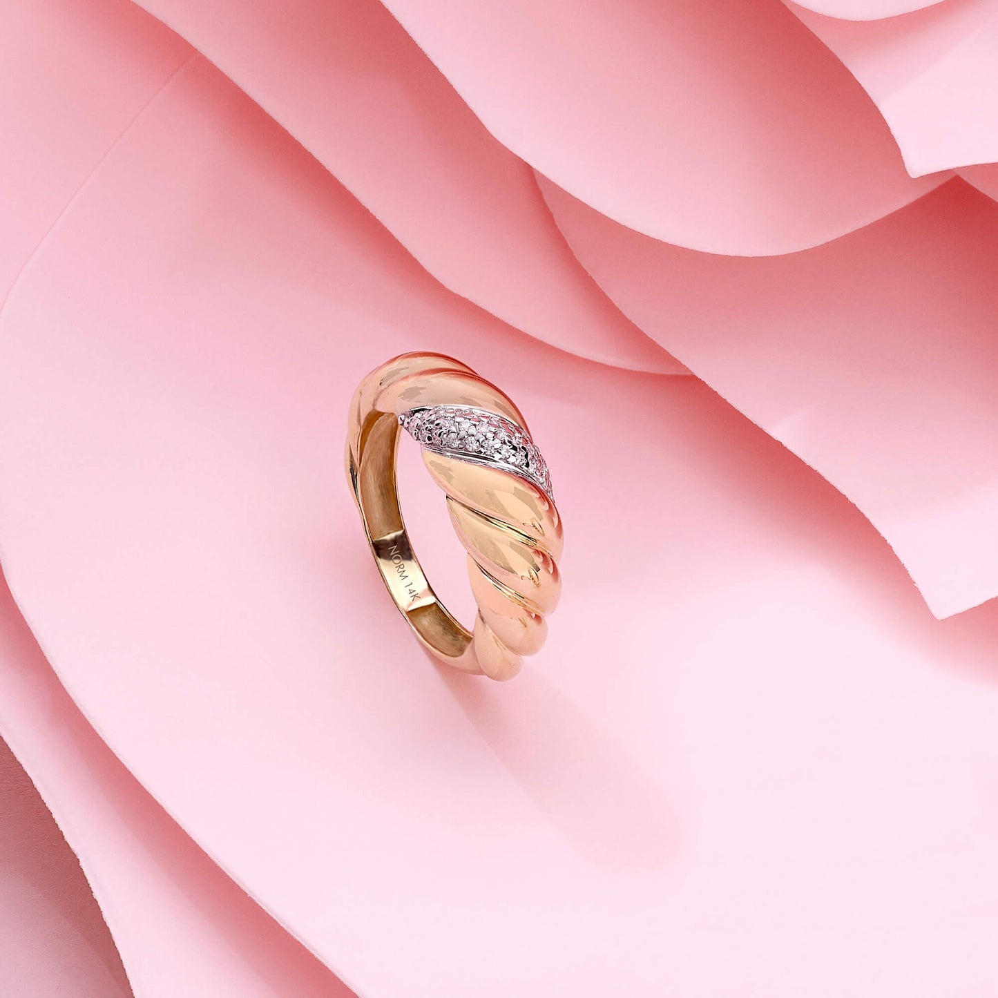Pave Croissant Ring in Gold
