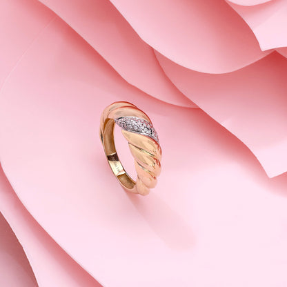 Pave Croissant Ring in Gold