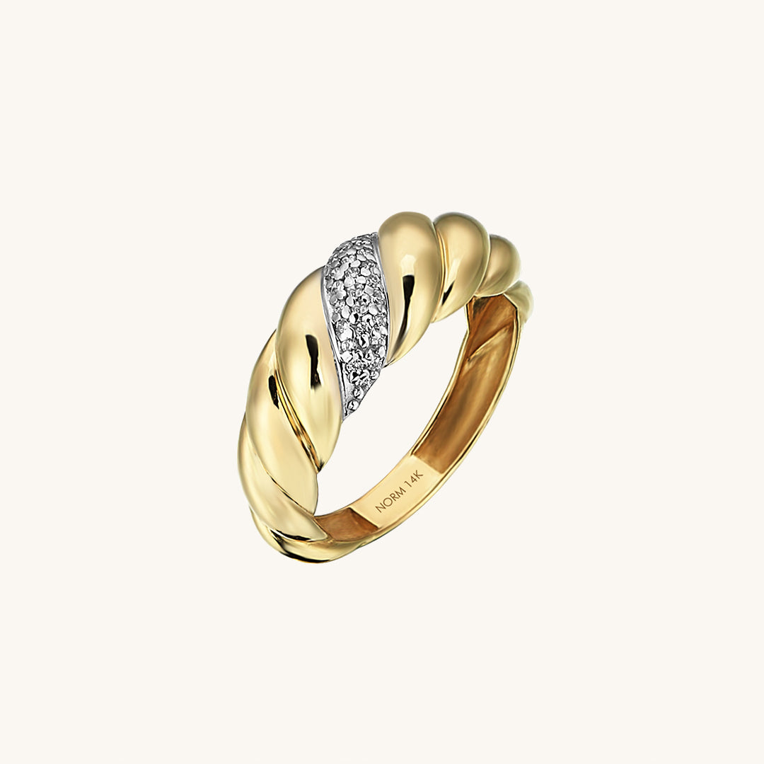 Pave Croissant Ring in Gold