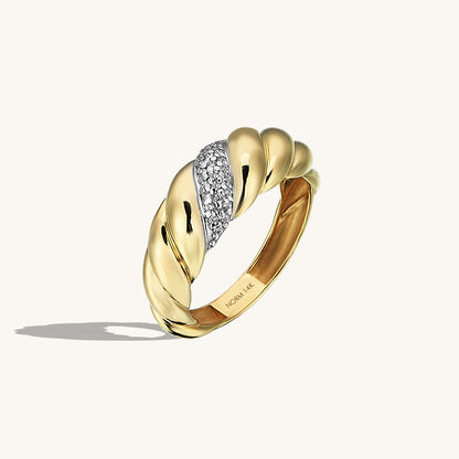 Pave Croissant Ring in Gold