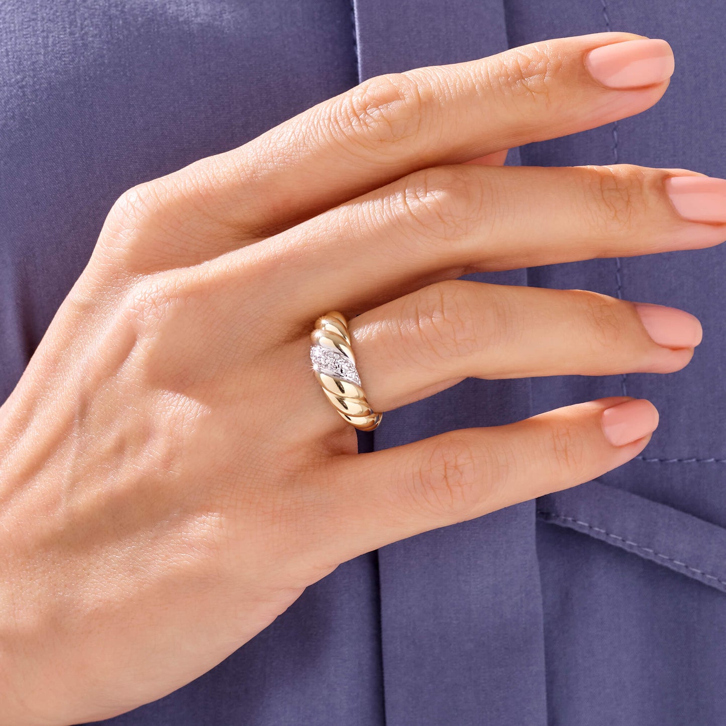 Pave Croissant Ring in Gold