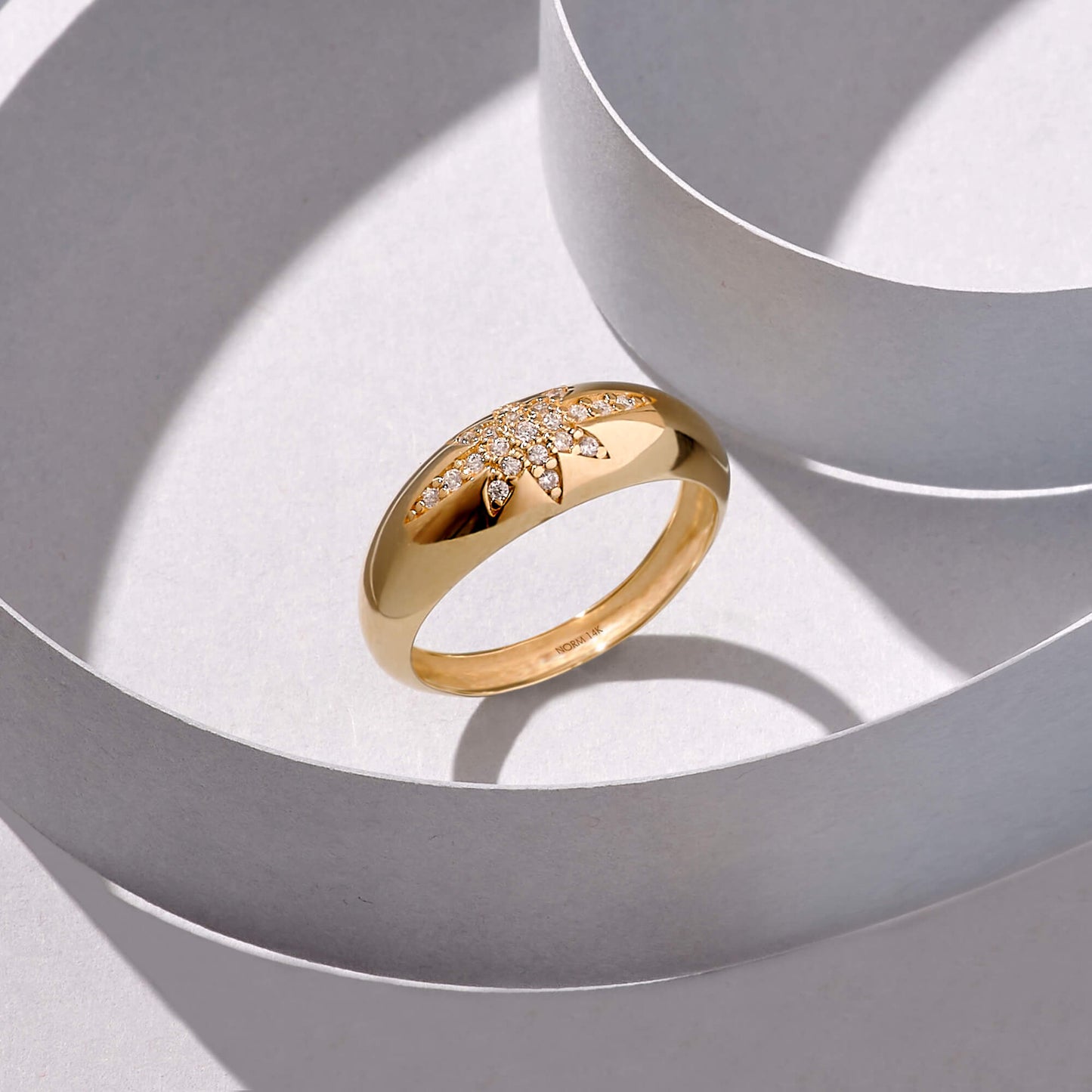 North Star Pave Dome Ring in Gold