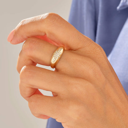 North Star Pave Dome Ring in Gold