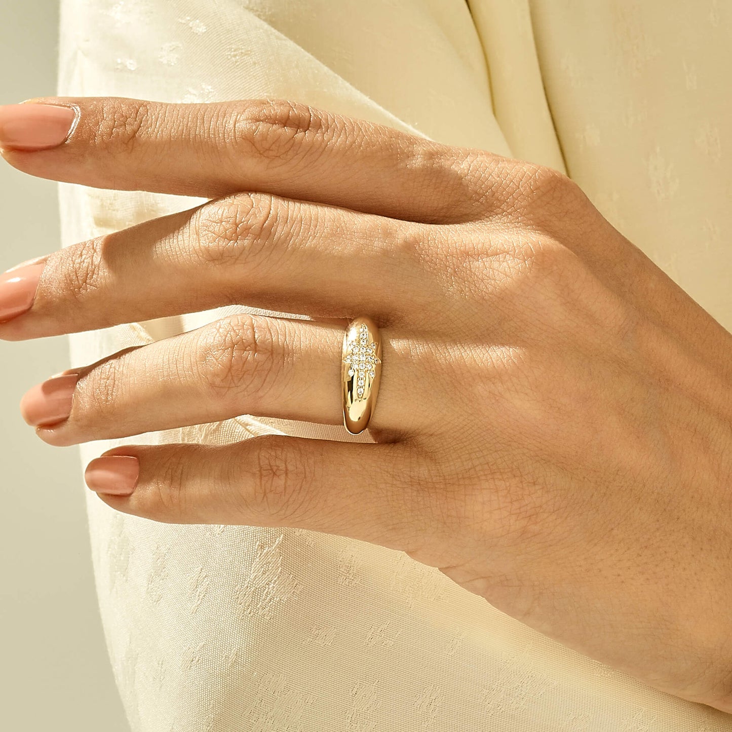 North Star Pave Dome Ring in Gold