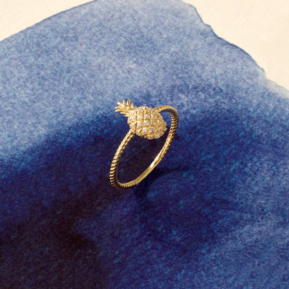 Pave Pineapple Ring in Gold