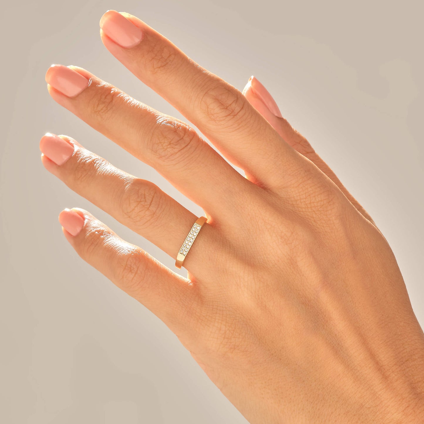 Pave Bar Signet Ring in Gold