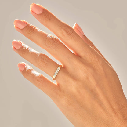 Pave Bar Signet Ring in Gold