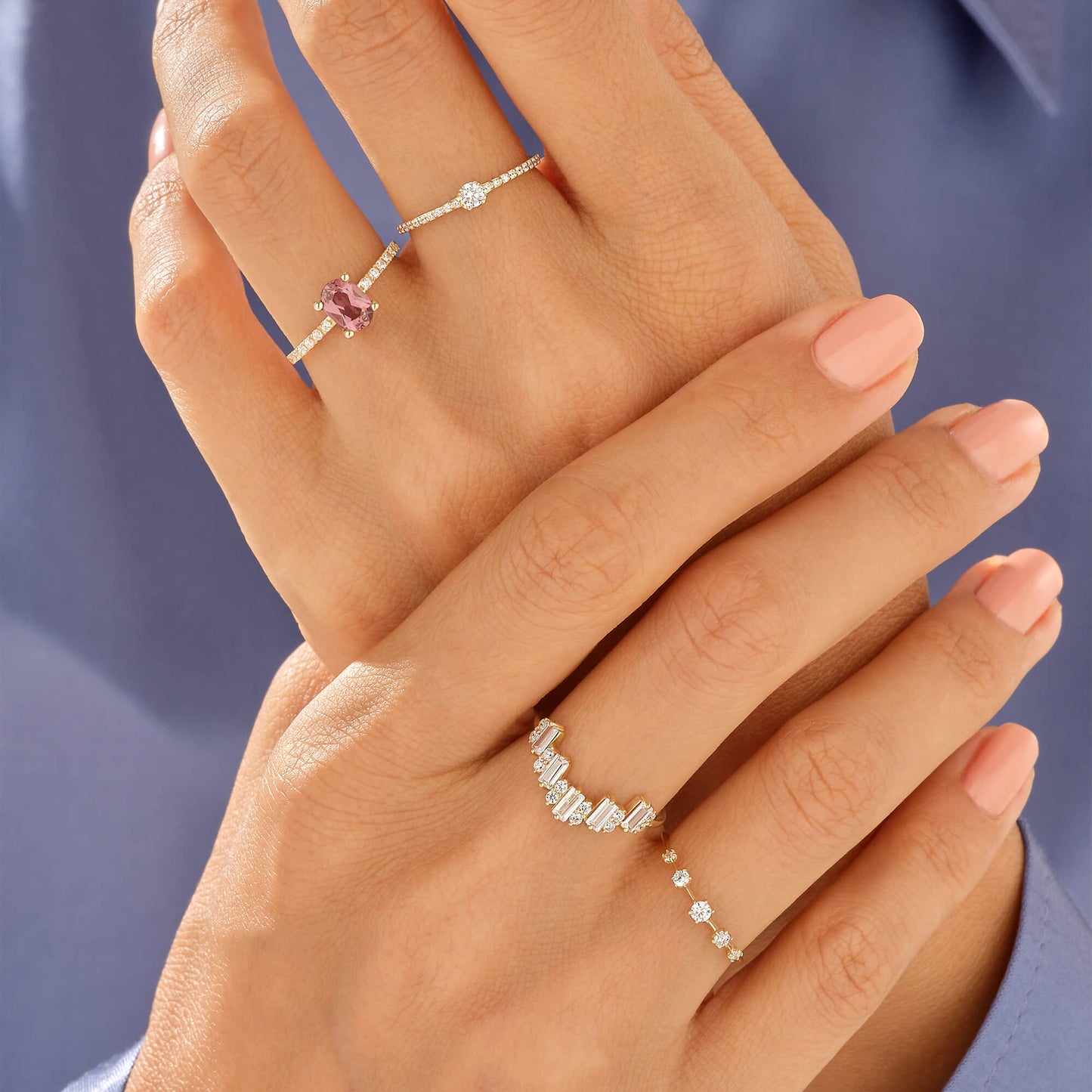 Pave Solitaire Ring in Gold