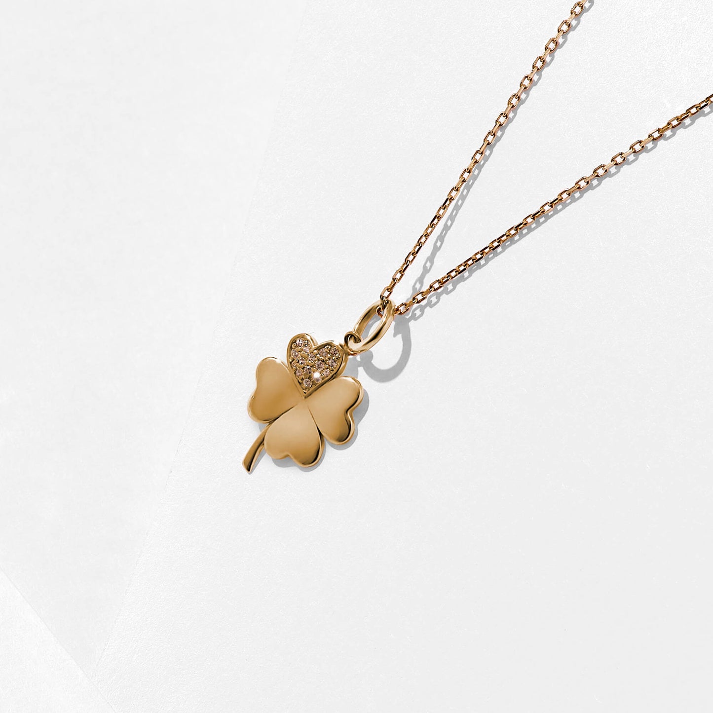 Pave Shamrock Necklace in Gold