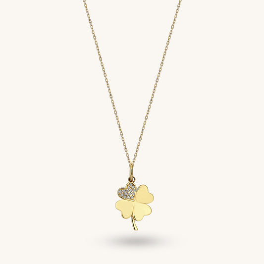 Pave Shamrock Necklace in Gold