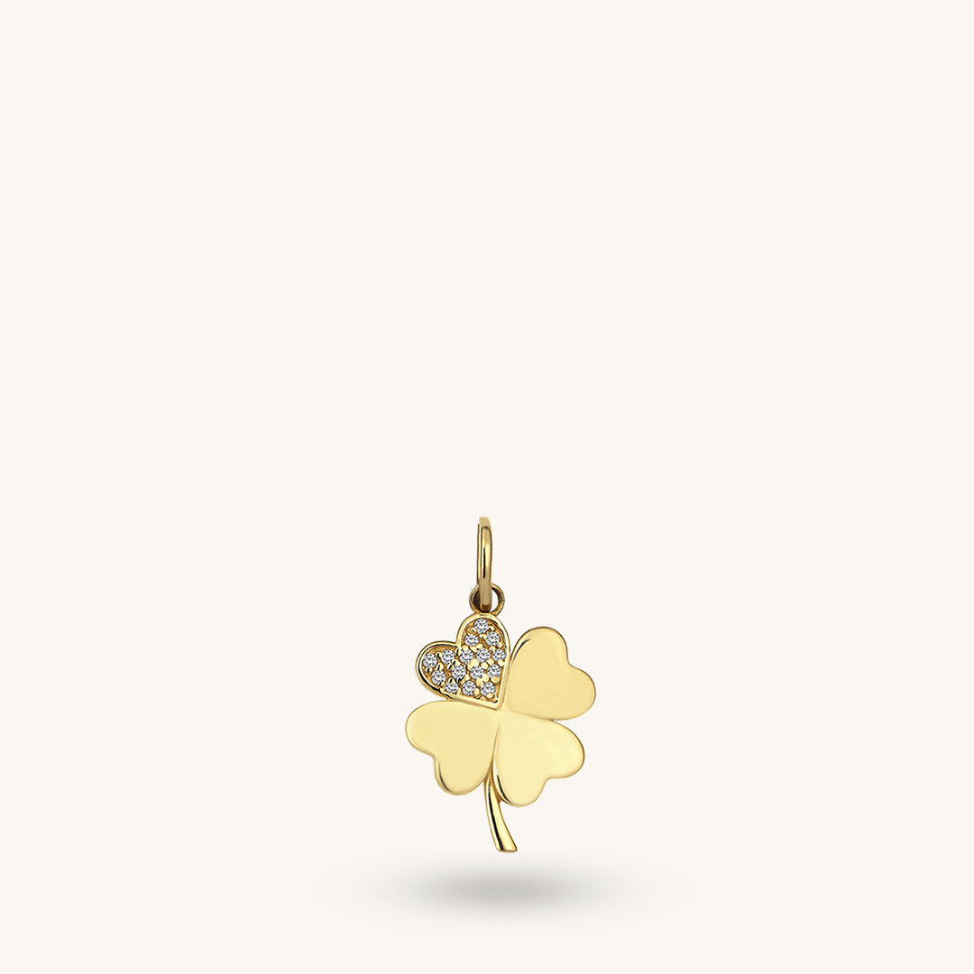 Pave Shamrock Necklace in Gold