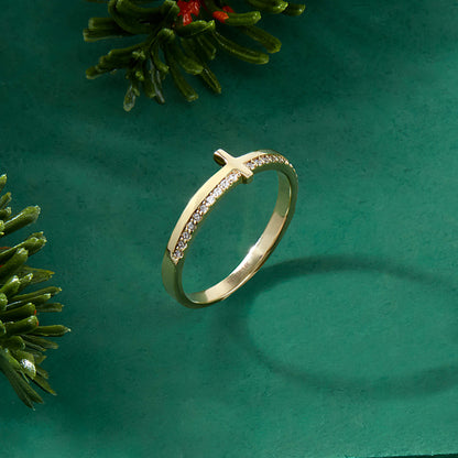 Petite Cross Ring in Gold