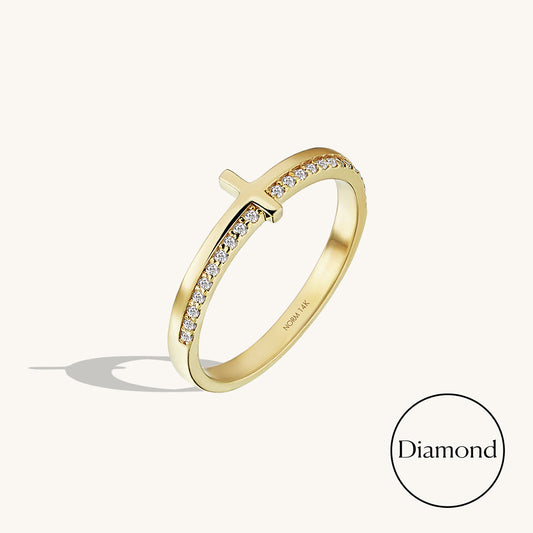 Diamond Petite Cross Ring in Gold