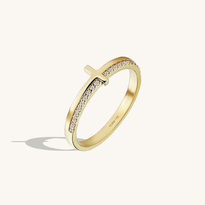 Petite Cross Ring in Gold