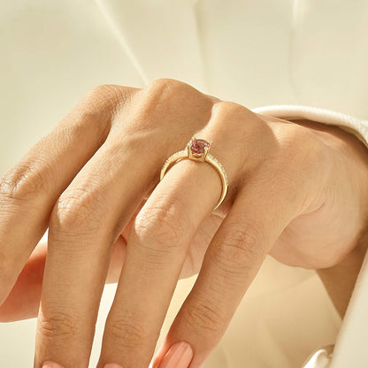 Rhodolite Garnet Oval Solitaire Ring in Gold