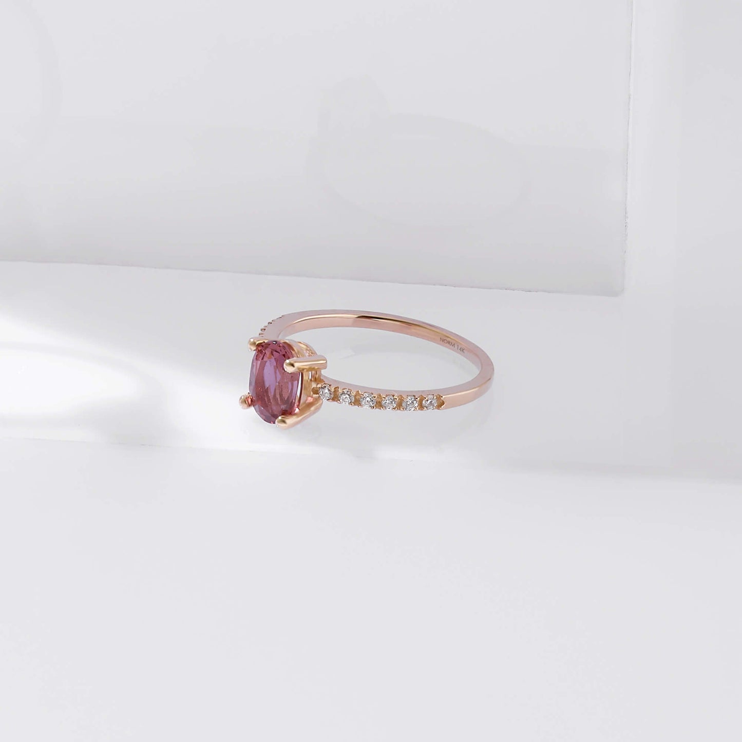 Rhodolite Garnet Oval Solitaire Ring in Gold