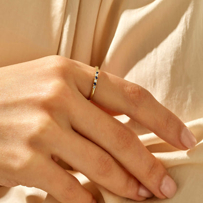 Premium Night Blue Band Ring in Gold