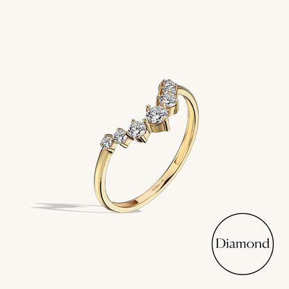 Premium Diamond Curved Ring in Gold