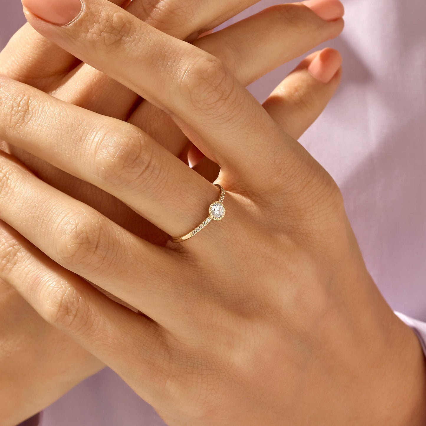 Premium Half Eternity Solitaire Ring in Gold