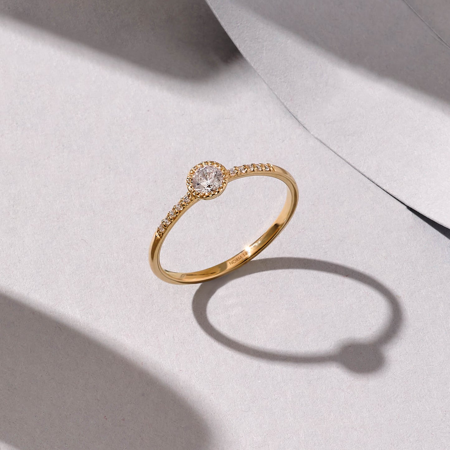 Premium Half Eternity Solitaire Ring in Gold