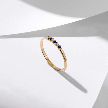 Premium Night Blue Band Ring in Gold