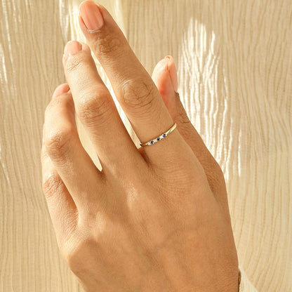 Premium Night Blue Band Ring in Gold