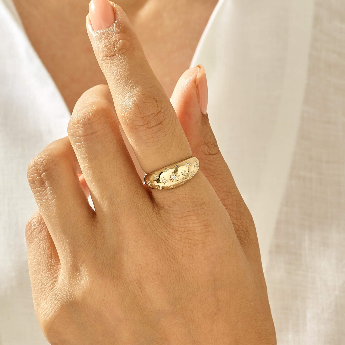 Premium Star Dome Ring in Gold